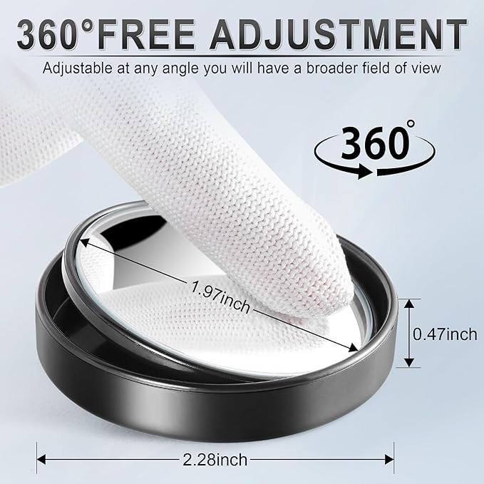 Miroirs d'Angle Mort pour Voiture - Pack de 2 Miroirs Rotatifs à 360°