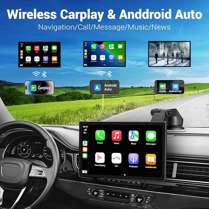 Écran Tactile HD Sans Fil pour Voiture - CarPlay & Android Auto
