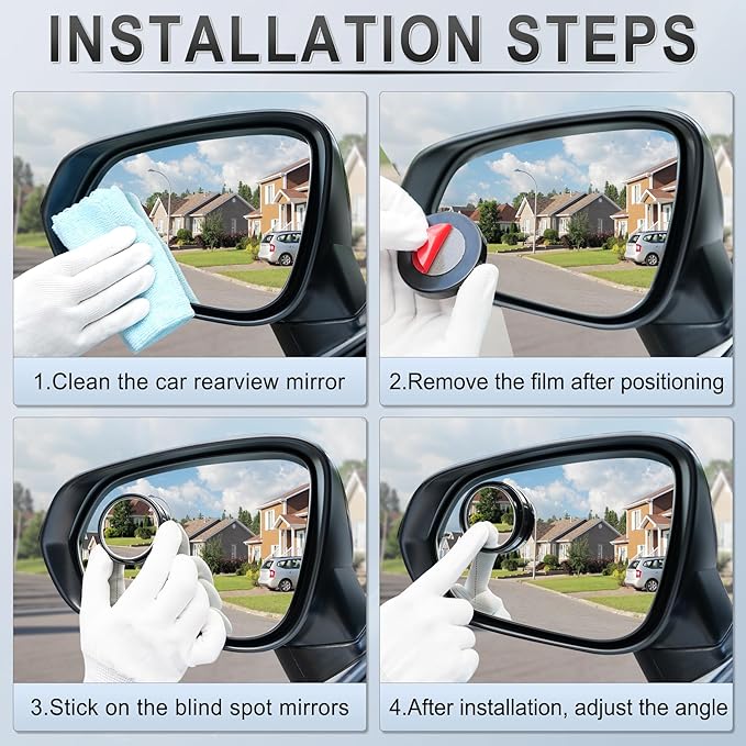 Miroirs d'Angle Mort pour Voiture - Pack de 2 Miroirs Rotatifs à 360°