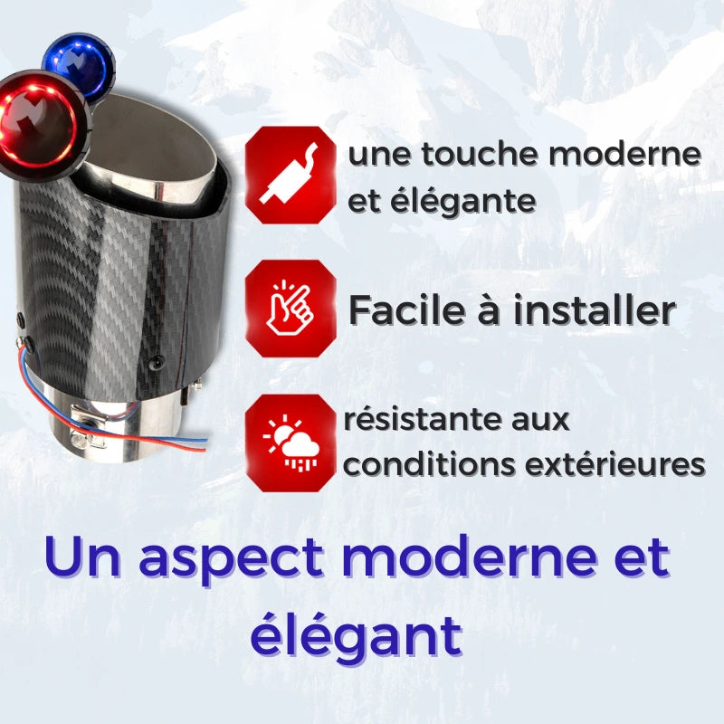 LED exhaust tip with blue flames effect - Add style to your car