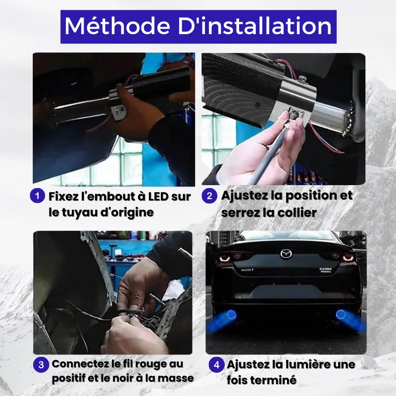 LED exhaust tip with blue flames effect - Add style to your car