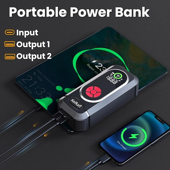 Booster de Batterie Voiture avec Pompe à Air – Idéal pour Urgences Auto