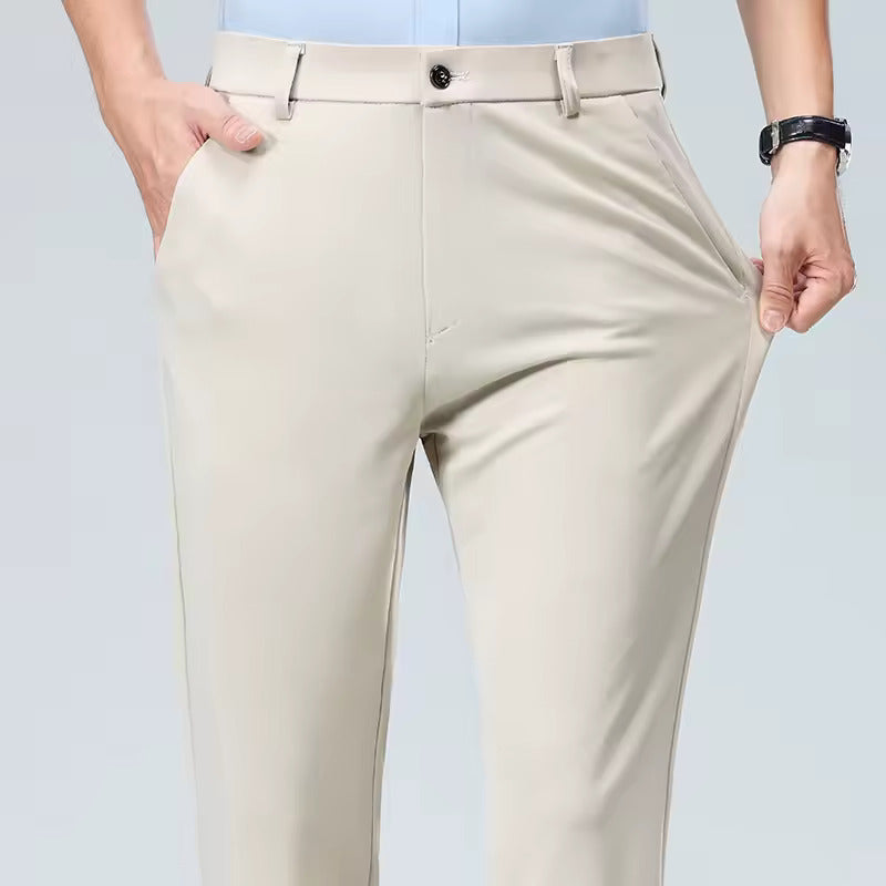 Pantalon en Soie Glacée pour Homme – Élégance Française, Confort Estival